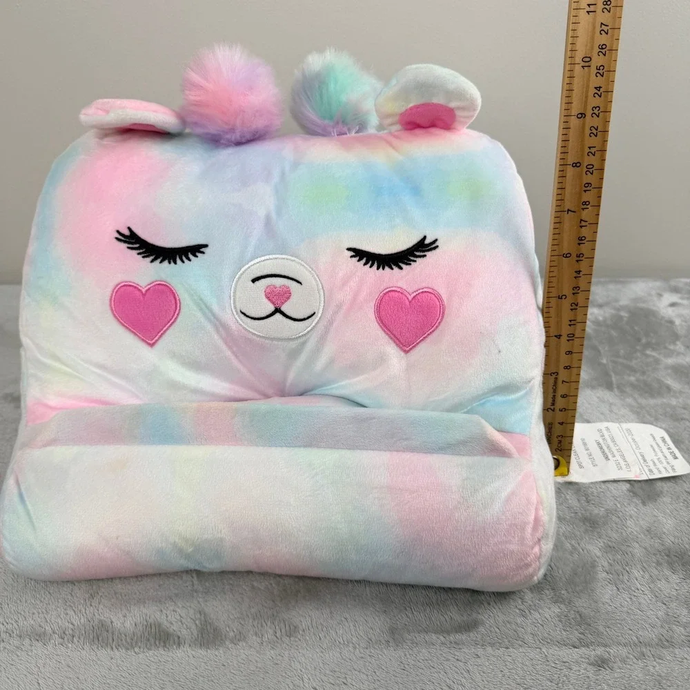 Under One Sky Llama Tablet Stand Plush‎ Pillow Pastel Tie Dye Heart Eyes 8016810